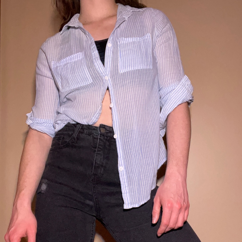 Blue stripe button-up